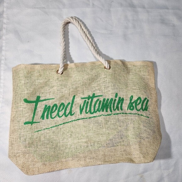 Pier 27 Tote Bag Large Beach bag Logo "I Need Vitamin Sea" Shoulder bag - Picture 1 of 11